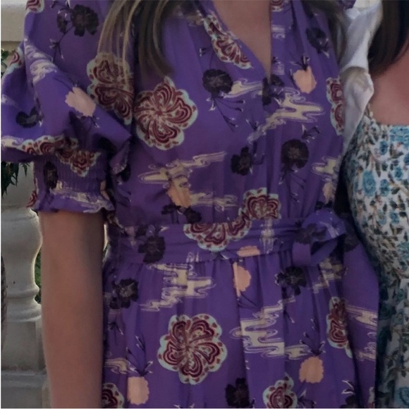 NWOT Ulla Johnson Dasha Popelin Ruffle Tier Purple Zinnia Floral Midi Dress - Picture 14 of 16